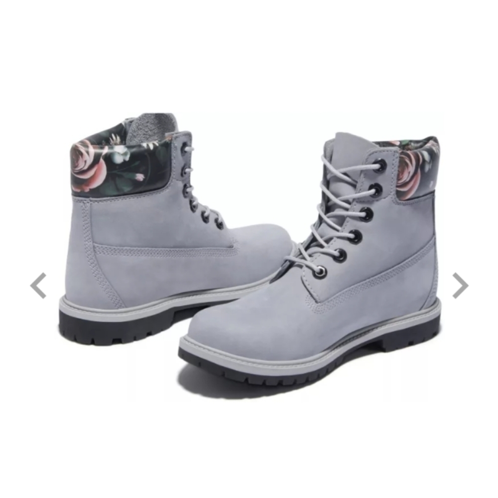 Timberland gray floral waterproof boots size 6.5